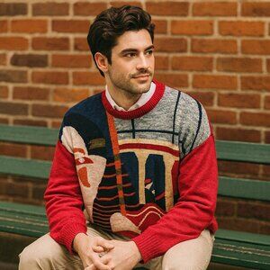 Vintage Mimi Spirit Sport Golf Abstract Cotton Linen Sweater XL